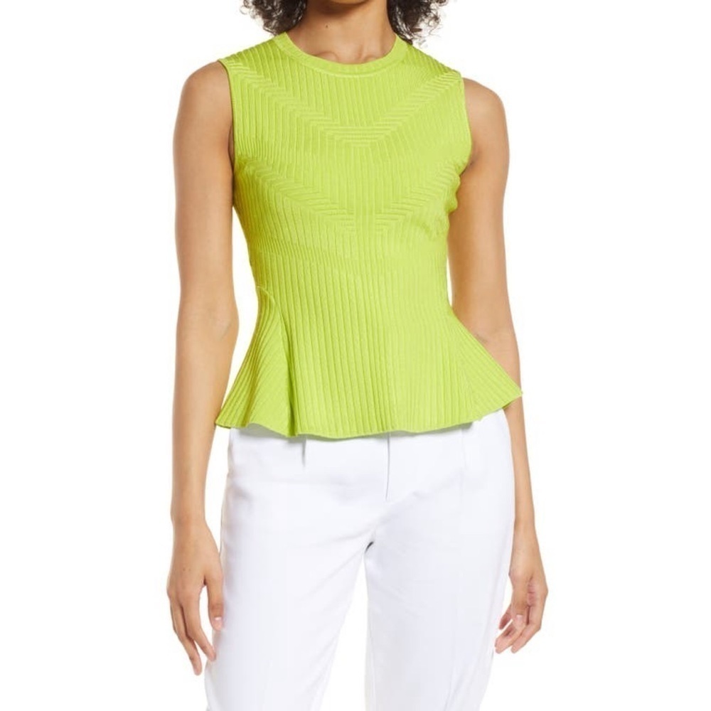 Halogen Women’s Sleeveless Peplum Knit Top‎ Size XS in Green Sorbet
